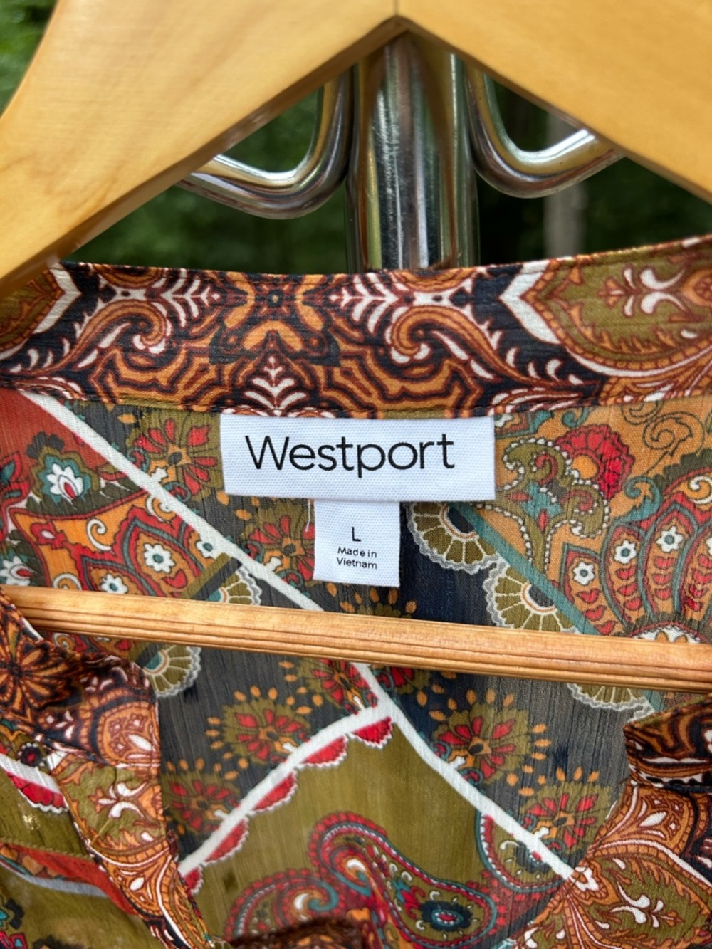 Westport Rust Multi-Pattern Button Front Blouse Boho - Picture 3 of 7